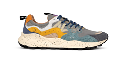 YAMANO 3 MAN Sneakers in suede nylon grey petrol zucca